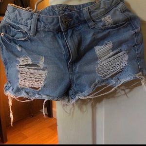 Ripped Light Wash Shorts